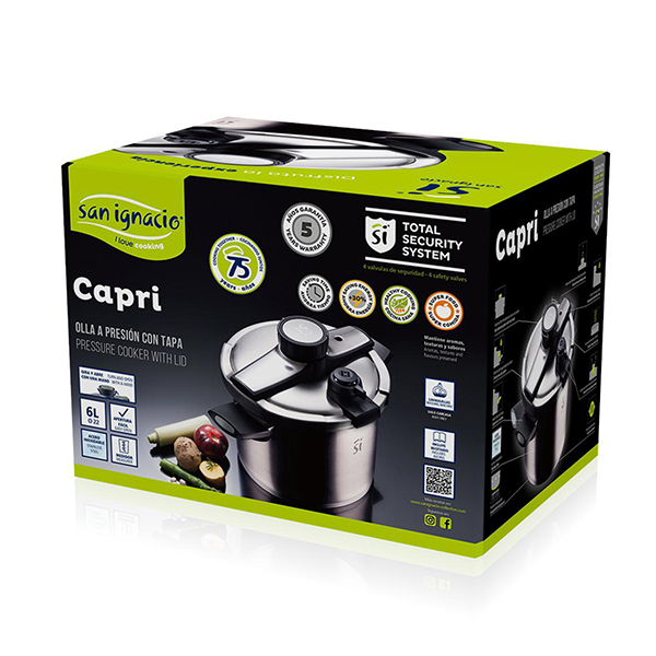 OLLA A PRESION 22CM 6L ACER. INOX IND CAPRI MATT SG - Imagen 2